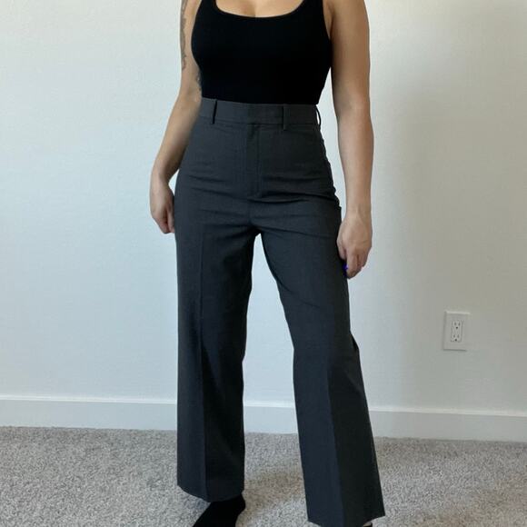 Theory Charcoal Gray Wide Leg Trousers 4 Cropped Dress Pants Minimalist career - Picture 1 of 10